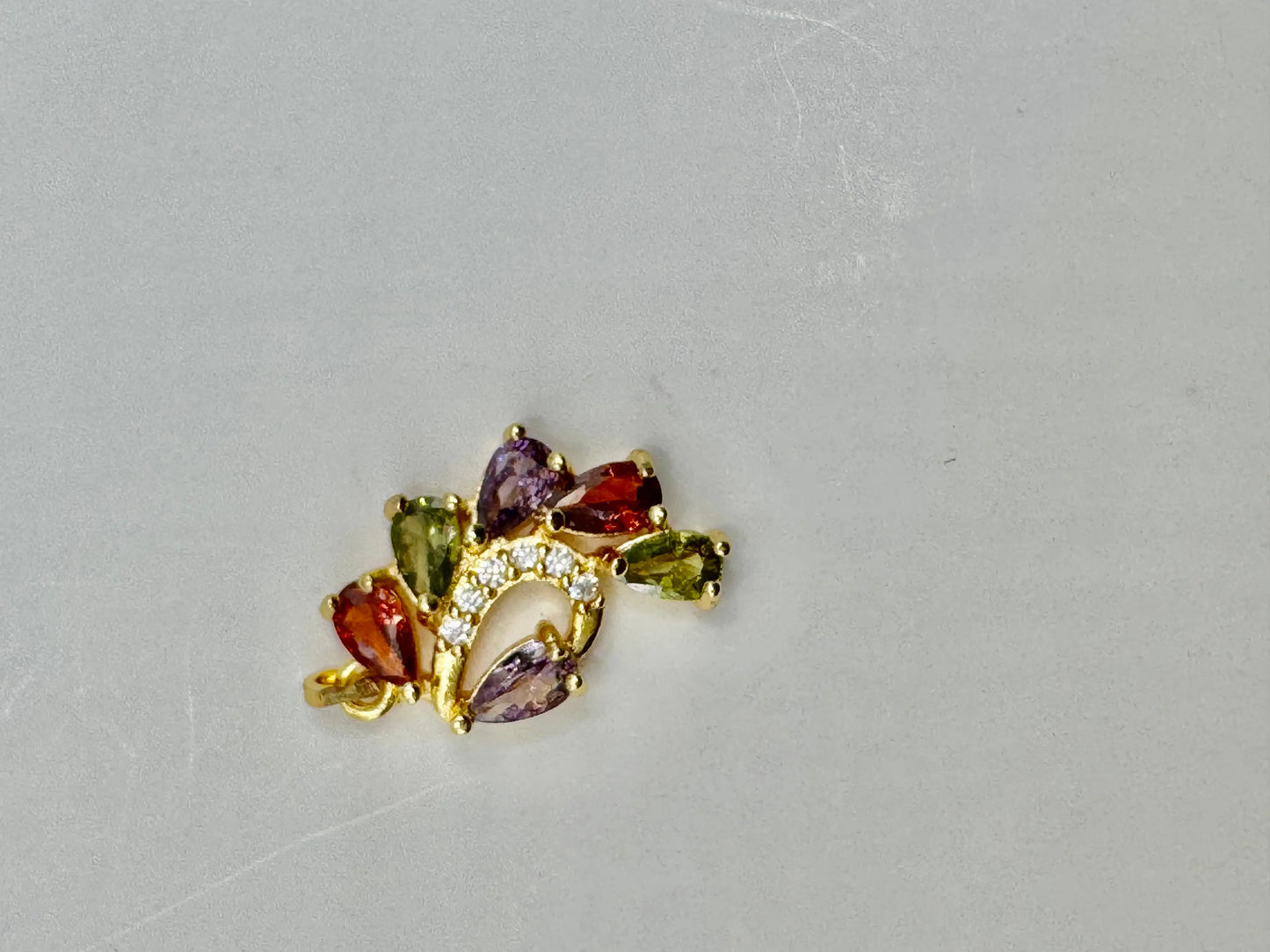 18K Gold PVD Initial Necklace with Multi-Color Gemstone Charms | Toggle Clasp Non-Tarnish Chain - JNi3 shop