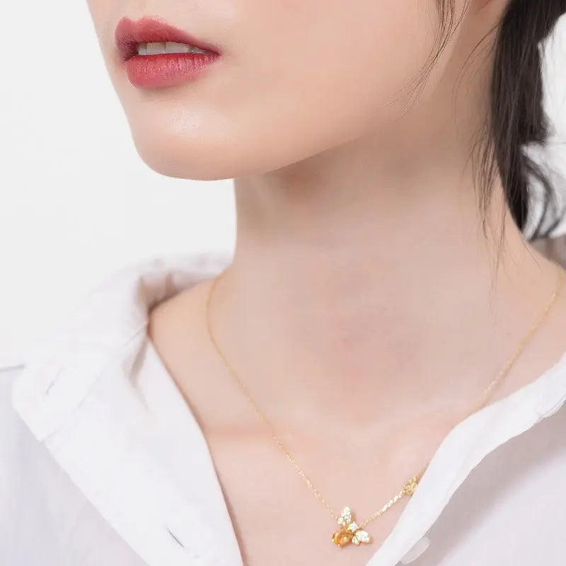 Citrine Peridot Bee Color Gold Necklace Cjdropshipping
