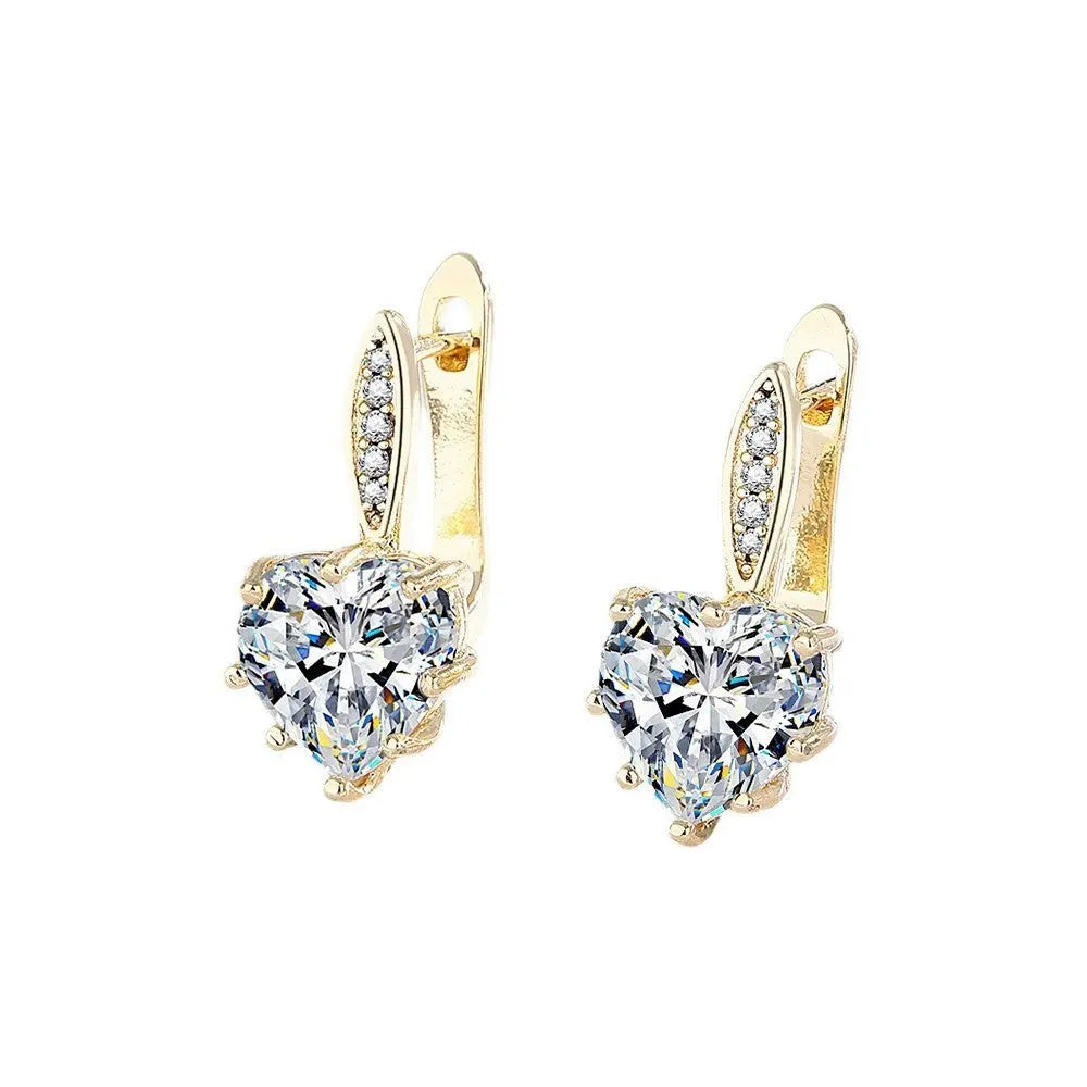 All-matching Fashion Multicolor Heart-shaped Zircon Earrings JNi3 shop