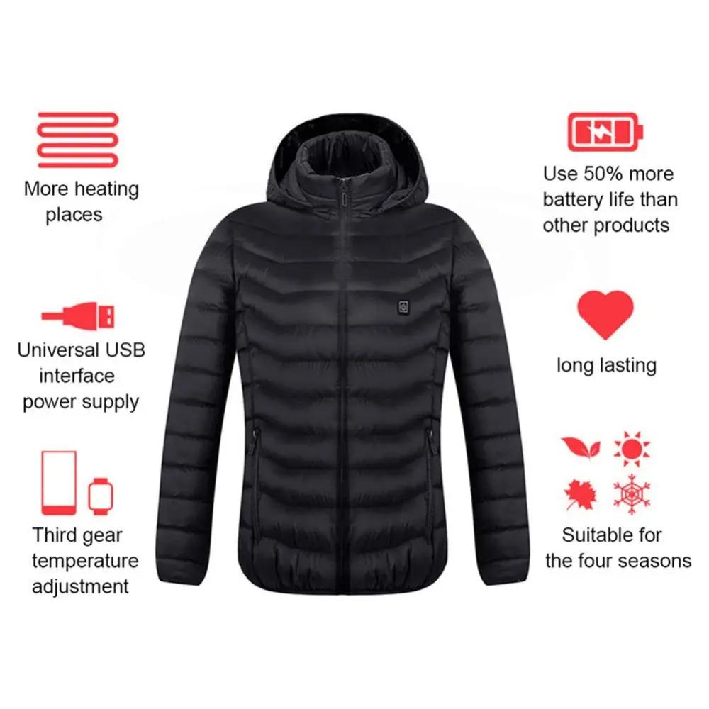 New Heated Jacket Coat USB Electric Jacket Cotton Coat Heater Thermal Clothing Heating Vest Men's Clothes Winter Cjdropshipping