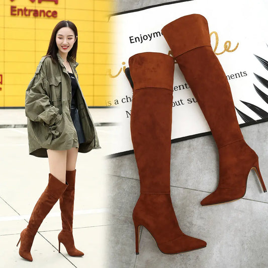 Stiletto Heel Pointed Toe 32-46 Size Over The Knee Boots Dropshipman
