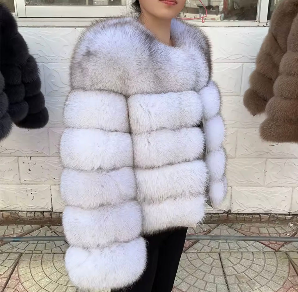 Luxury Genuine Fox Fur Cropped Jacket
