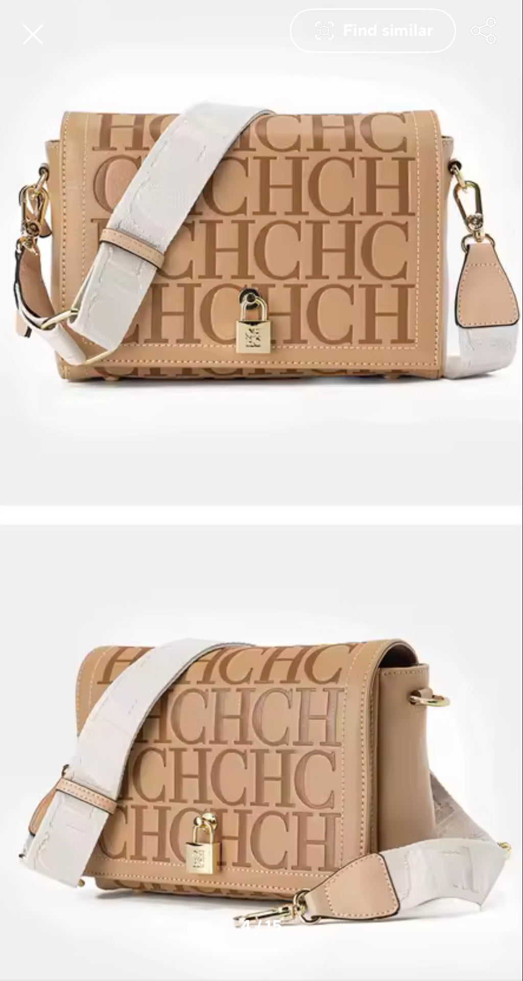 Embossed Letter Monogram Square Crossbody Bag with Padlock Detail & Wide Strap