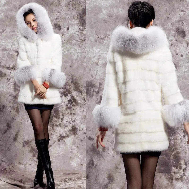 Rabbit Fur All-matching Warm Long-sleeved Coat Women's Clothing Dropshipman