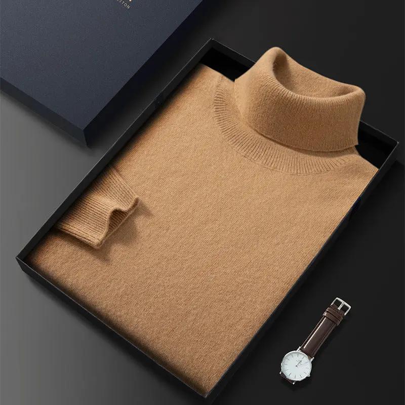 Men's High Lapel Casual Knitted Solid Color Cashmere Sweater null