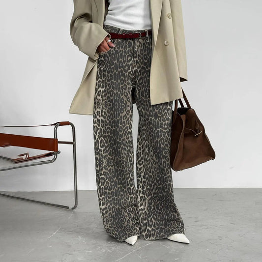 Elegant Loose Slim High Street Leopard Jeans Cjdropshipping