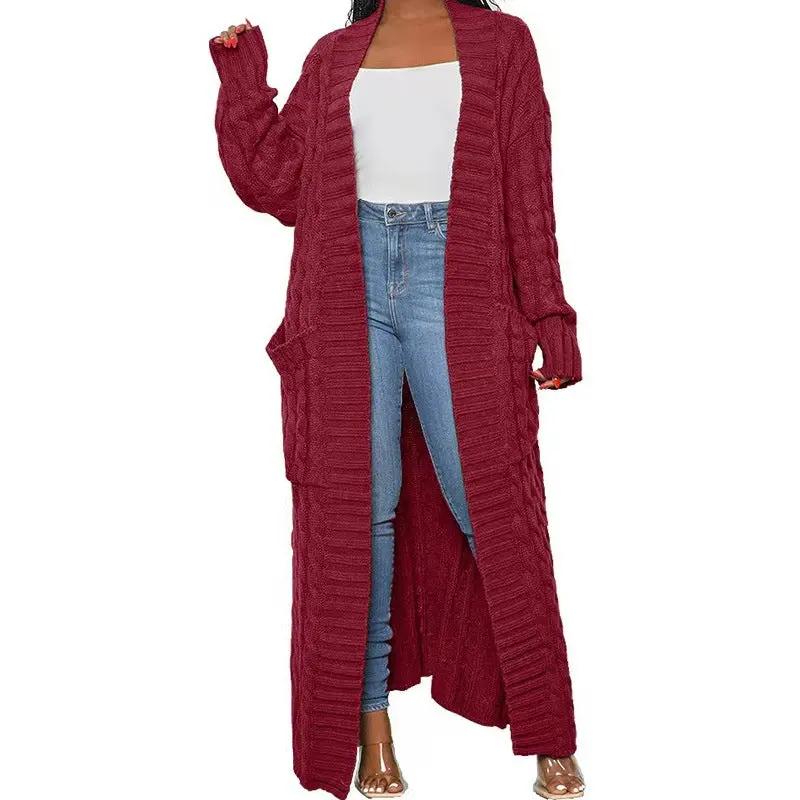 Lazy Pocket Long Twist Sweater Coat null