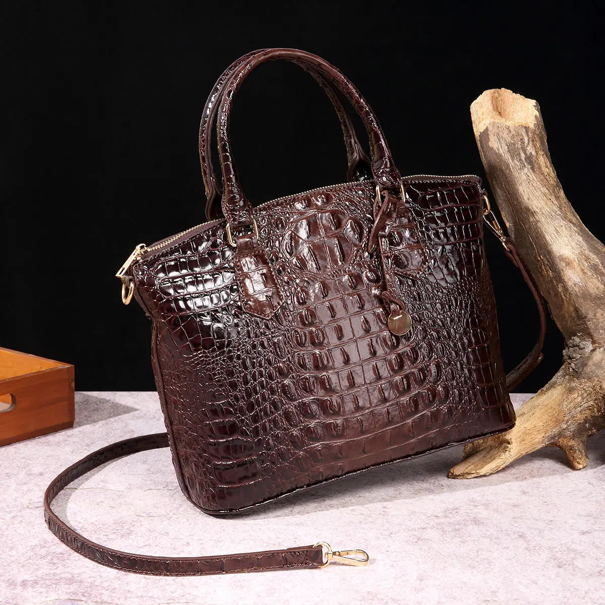 Women's Retro Crocodile Pattern Portable Messenger Bag Cjdropshipping
