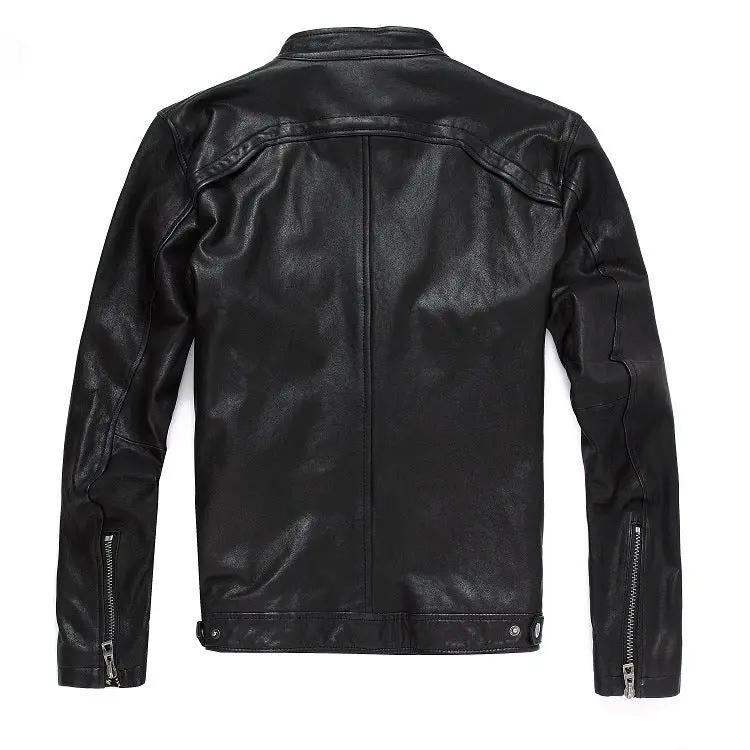 Men's Leather Leather Slim-fit Motorcycle Goatskin Leather Jacket Cowhide Cjdropshipping