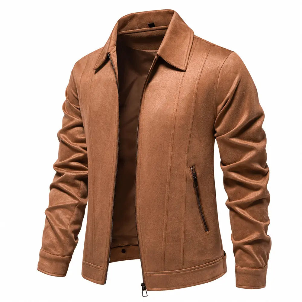 Fashion Lapel Zipper Jacket Autumn And Winter Solid Suede Coat Men's Clothing Outdoor Cjdropshipping
