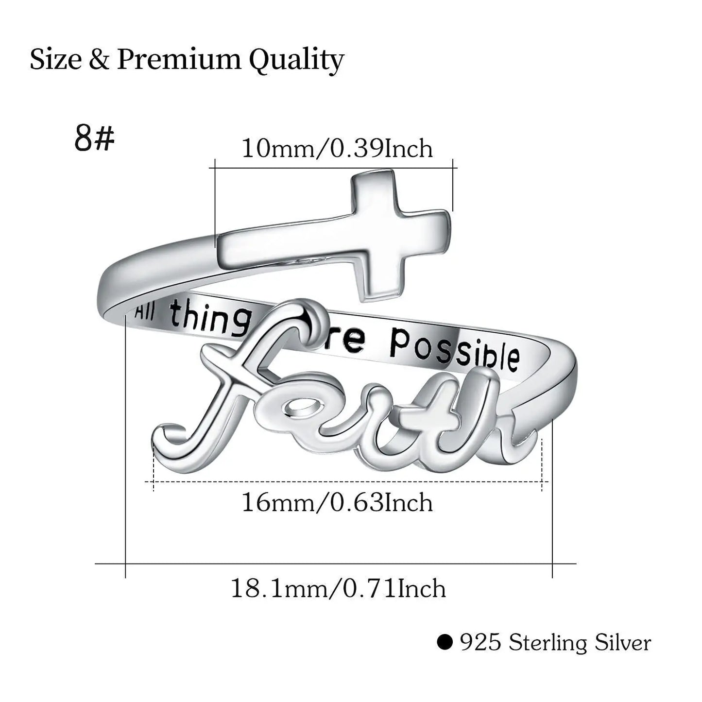 Cross Ring 925 Sterling Silver Faith Adjustable Open Ring Jewelry for Mother Women Men Women Gifts Cjdropshipping