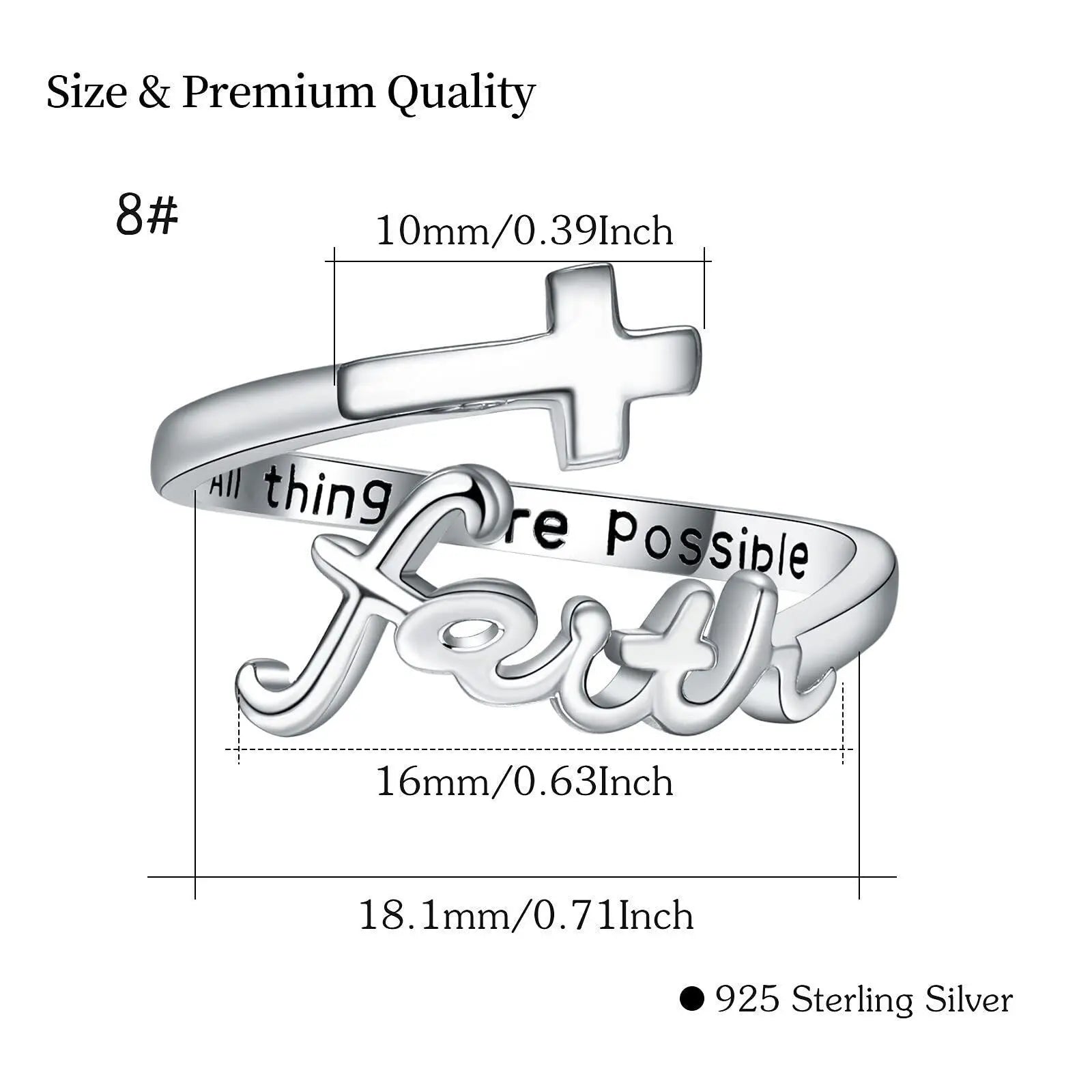 Cross Ring 925 Sterling Silver Faith Adjustable Open Ring Jewelry for Mother Women Men Women Gifts Cjdropshipping