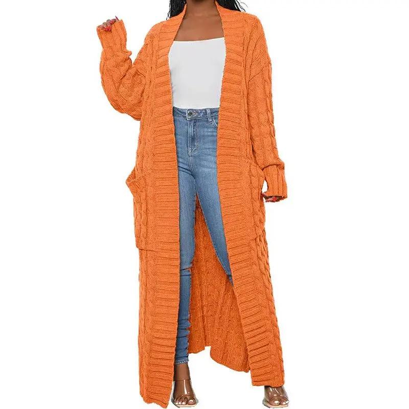 Lazy Pocket Long Twist Sweater Coat null