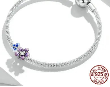 Sterling Silver S925 Beaded Bracelet White Gold Plated Colorful Beads - JNi3 shop