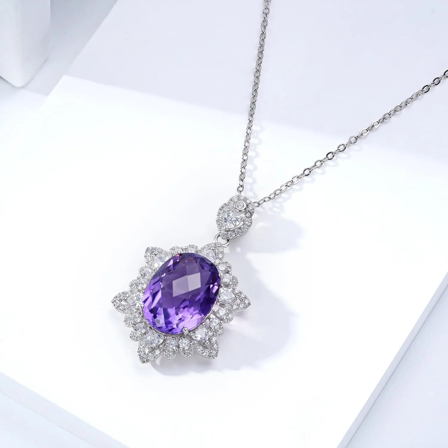 Natural Amethyst Necklace Women's 925 Silver - JNi3 shop