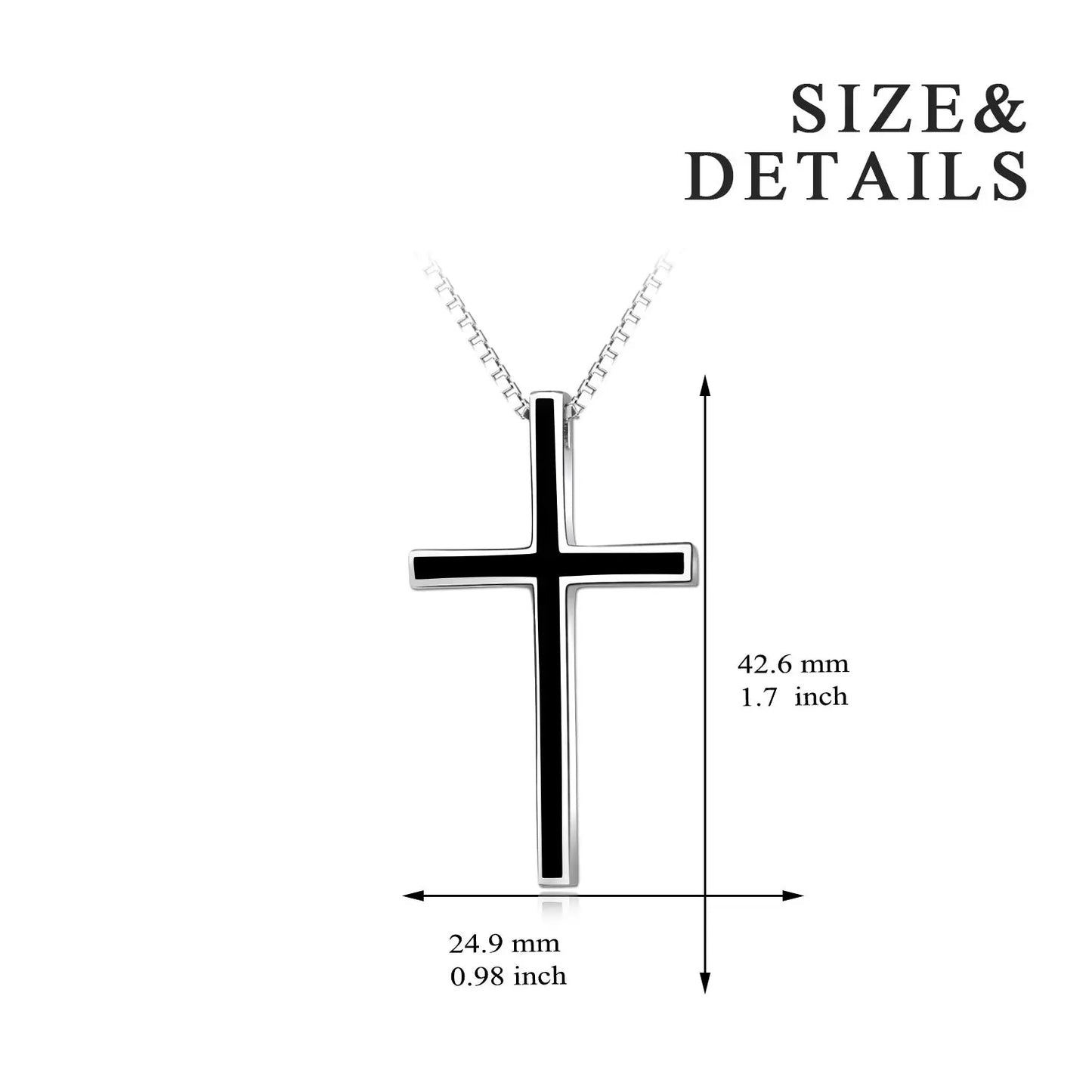 Men's Black Cross Pendant Jewelry 925 Sterling Silver Classic Cross Necklace Cjdropshipping