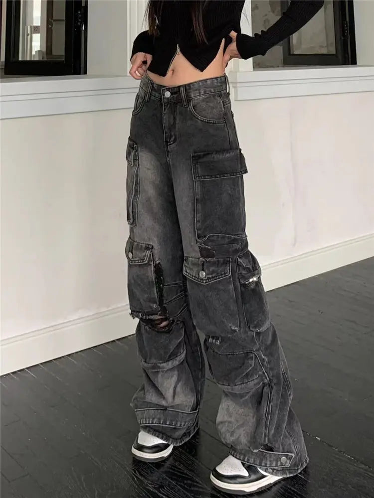 American Street Multi-pocket Workwear Jeans For Women JNi3 shop