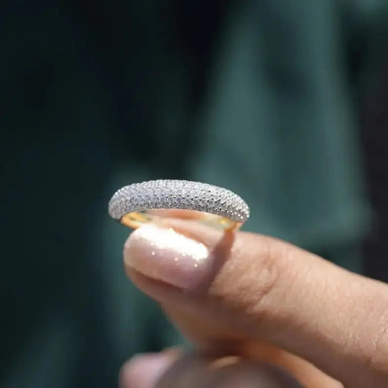 Half Eternity Original Round Cut Moissanite Diamond Minimalist Ring 925 Silver JNi3 shop