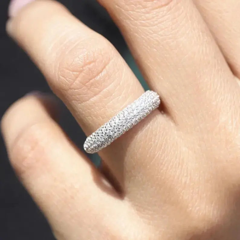 Half Eternity Original Round Cut Moissanite Diamond Minimalist Ring 925 Silver Fine Wedding for Party Gift Jewelry Friends JNi3 shop