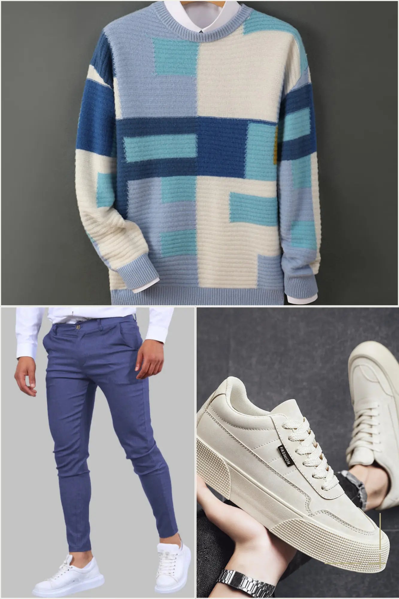 Fall men Cashmere outfit(blue) - JNi3 shop