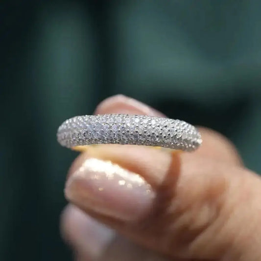 Half Eternity Original Round Cut Moissanite Diamond Minimalist Ring 925 Silver Fine Wedding for Party Gift Jewelry Friends JNi3 shop