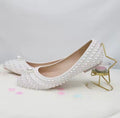 Pearl Wedding Shoes and Matching Clutch Set, Bridal Stilettos or Flats, Beaded Wedding Heels, Custom Bride Handbag and Shoes