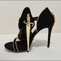 Elegant Dagger-Heel Velvet & Leather Sandals | Luxury Gothic Formal Stilettos