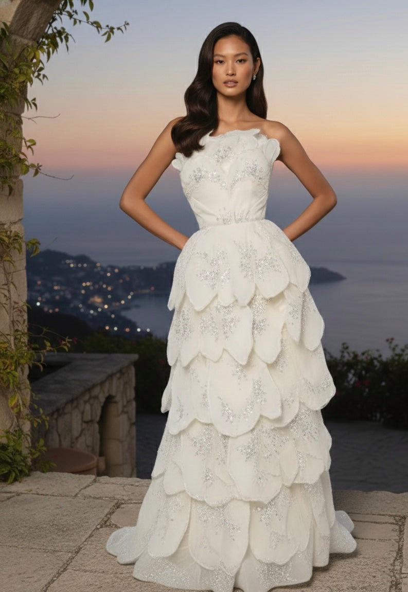 Custom made Enchanting Petal Evening Gown,Fairy Core Prom Dress(6-8 wks delivery)