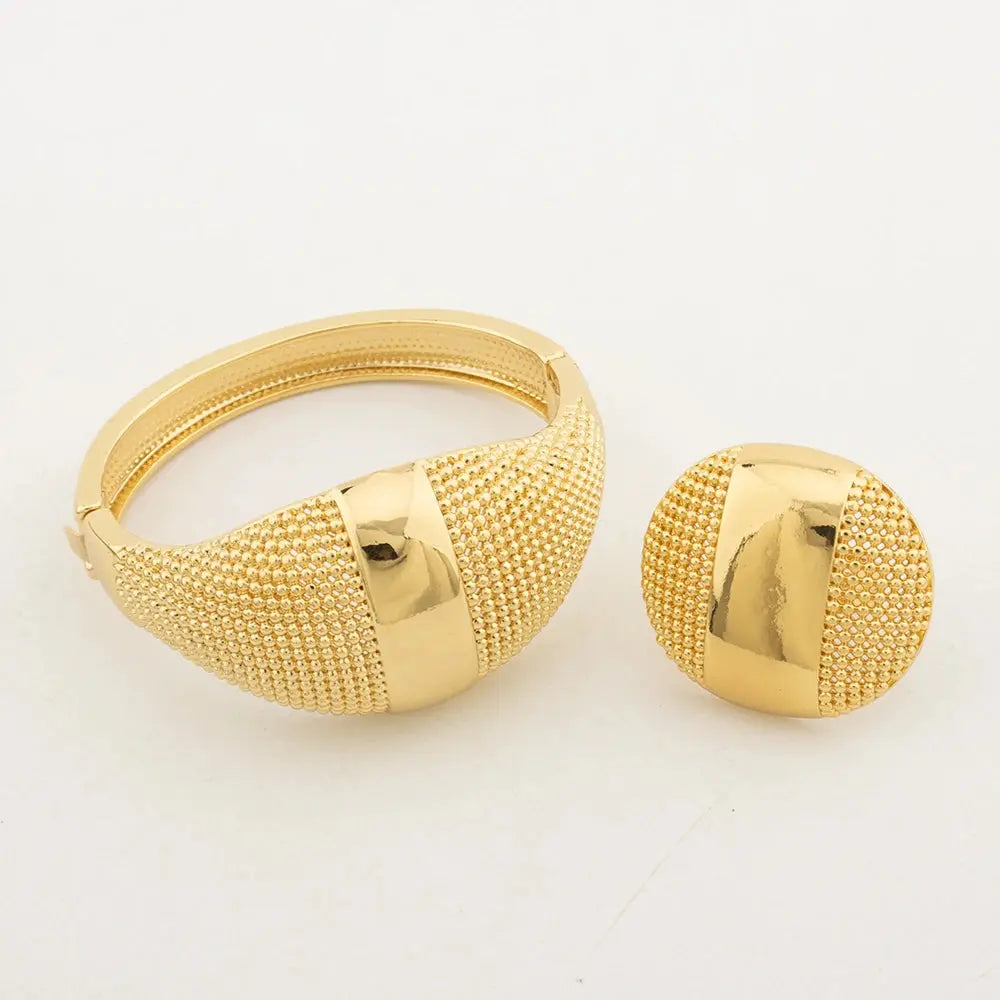Luxury Designer Bracelet Bangles with Ring For Women Dubai Woman Gold Color Cuff Bracelet Female Bridal Wedding JNi3 shop