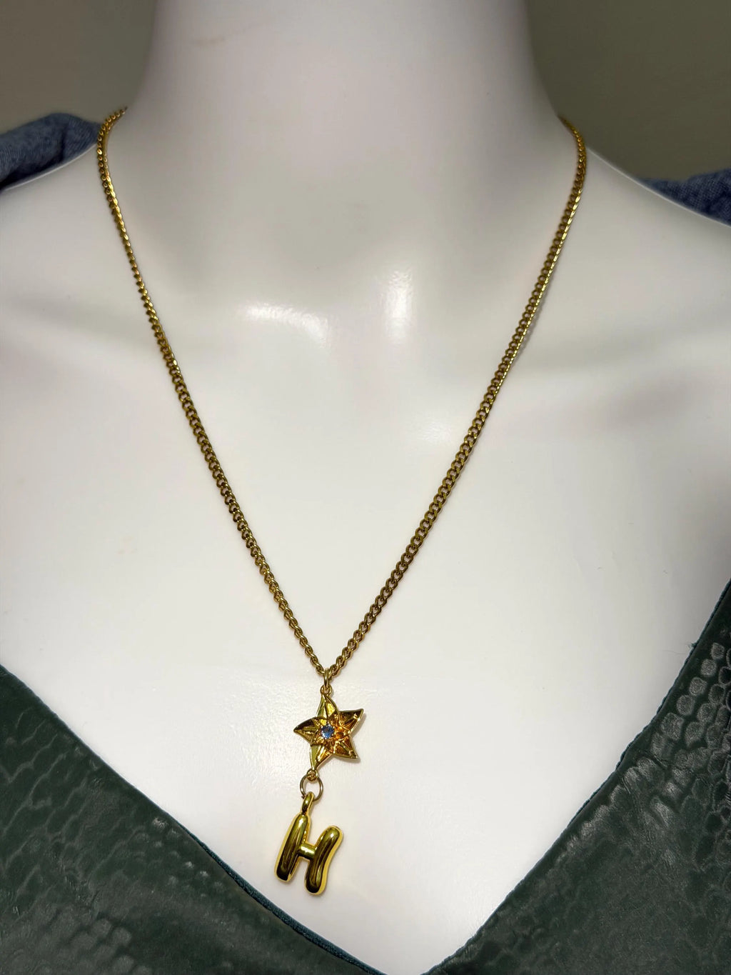 Personalized 18K Gold PVD Birth Month Flower & Initial Pendant Necklace