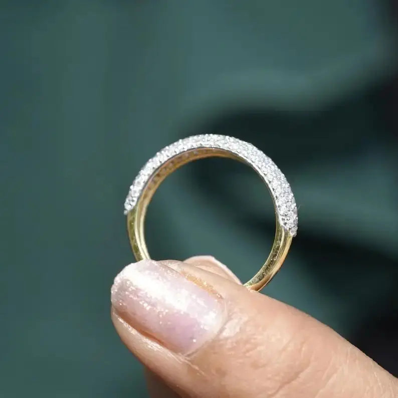 Half Eternity Original Round Cut Moissanite Diamond Minimalist Ring 925 Silver JNi3 shop