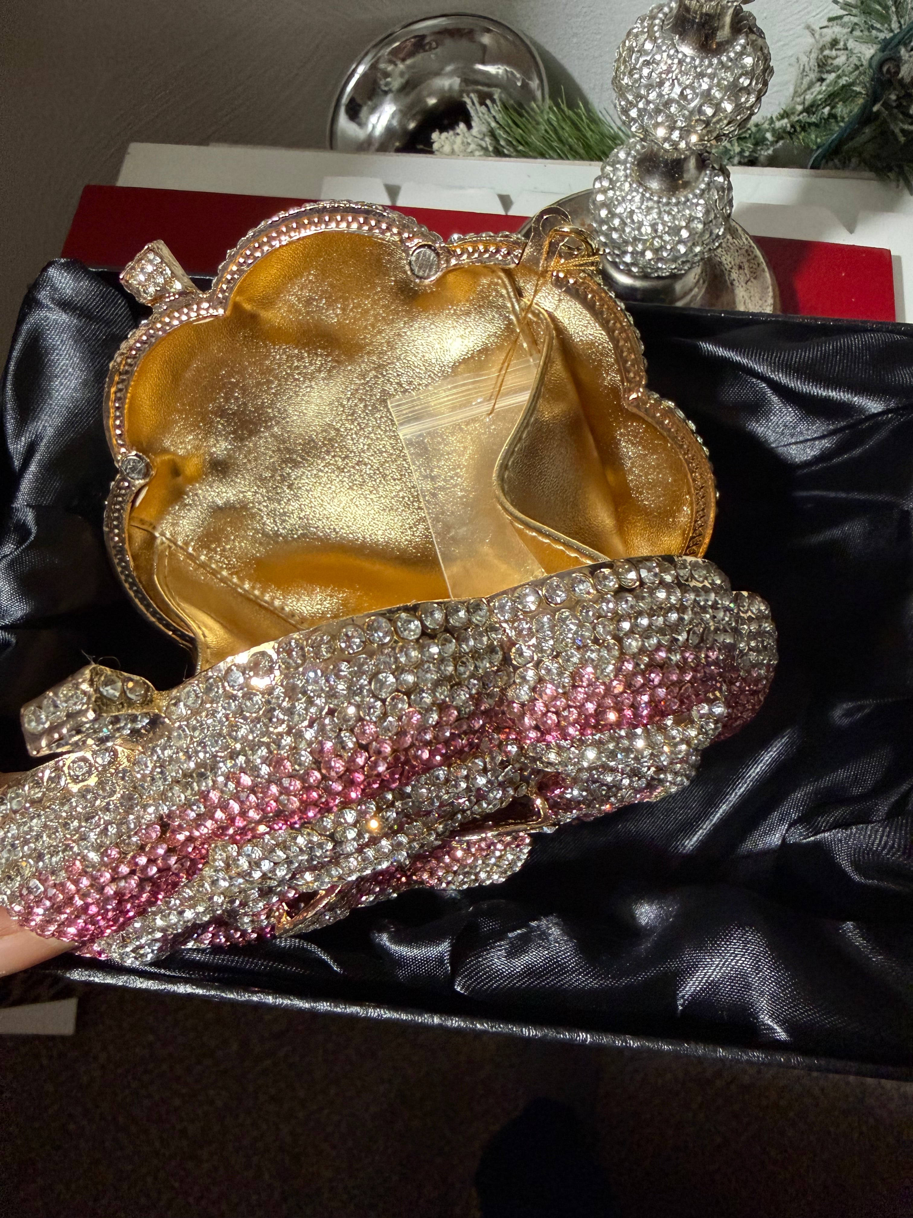 Floral Embroidered Heels and Crystal Clutch Set | Wedding Shoes Matching Bag | Bridal Evening Party Pumps | Luxury Formal Occasion Set