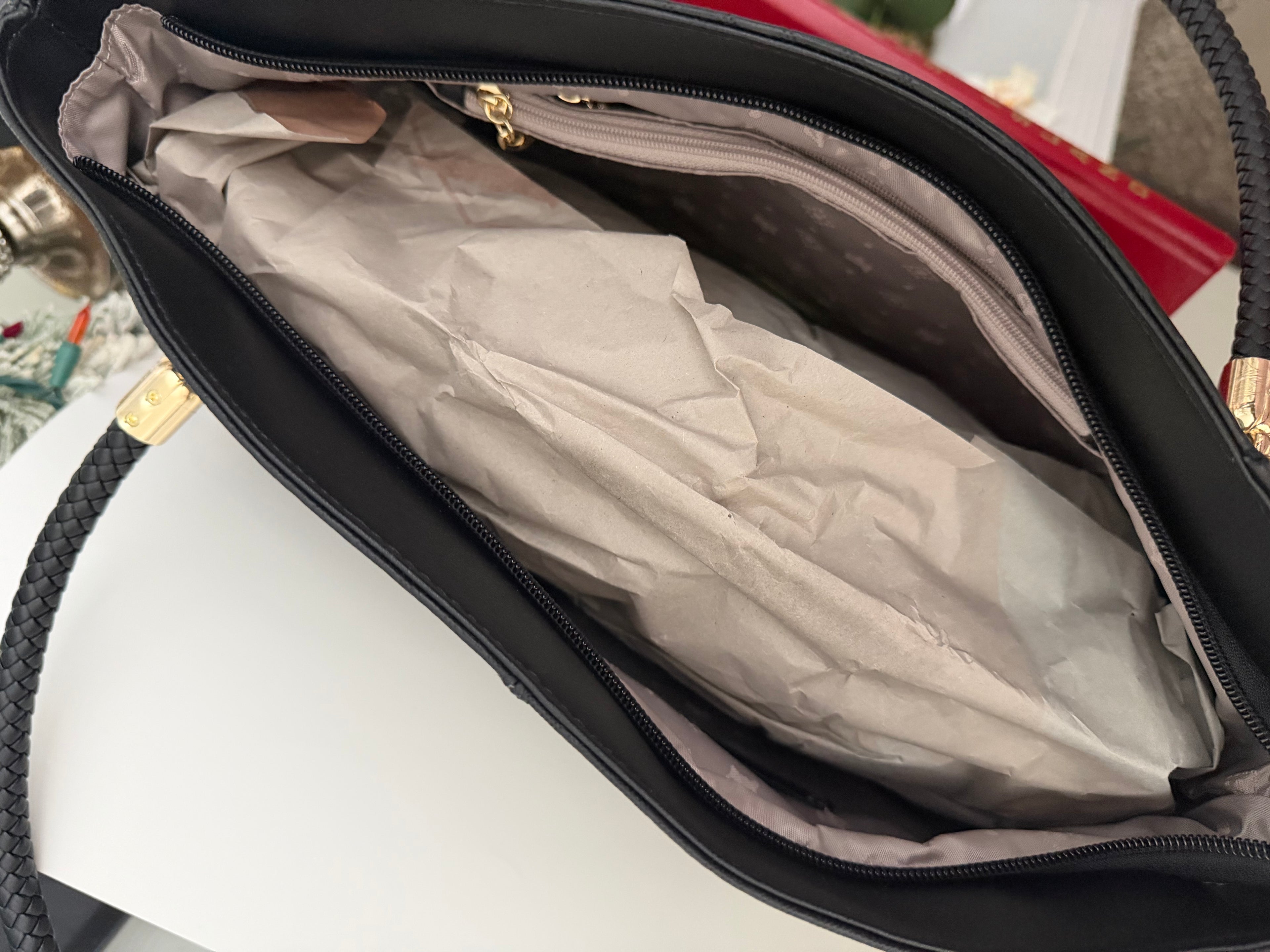 Black Genuine Leather Tote Bag