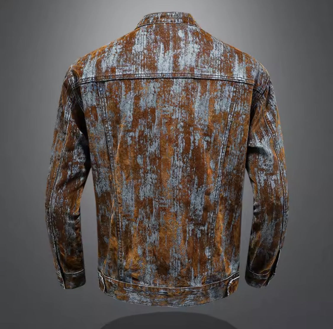Men’s Distressed Acid-Wash Denim Jacket | Vintage style Moto Biker Stand Collar Zipper Jean Jacket