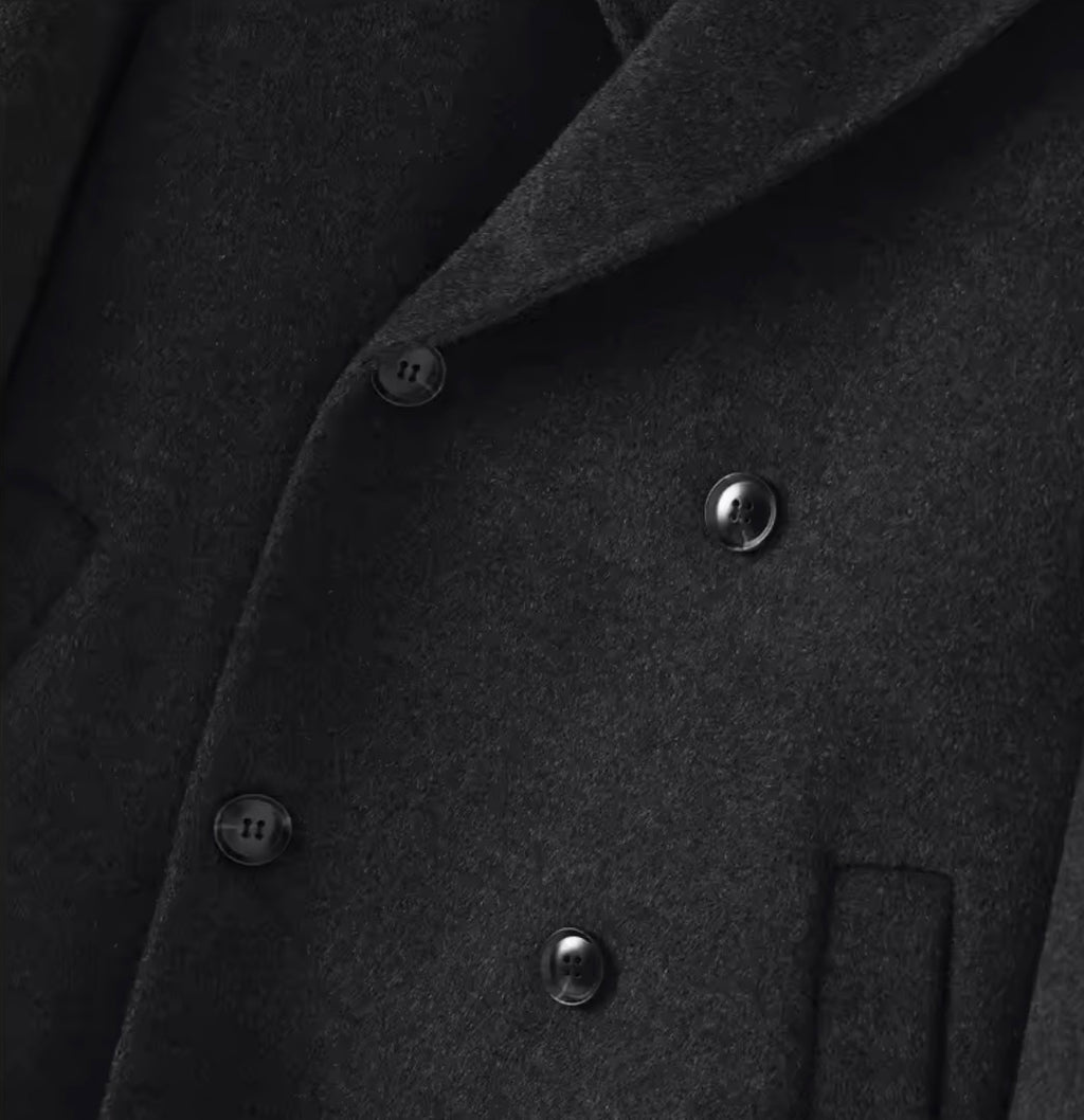 Men's 100% Cashmere Coat]Long Double Sided Overcoat]Classic Double Breasted Winter Trench Jacket]Formal Luxury Outerwear