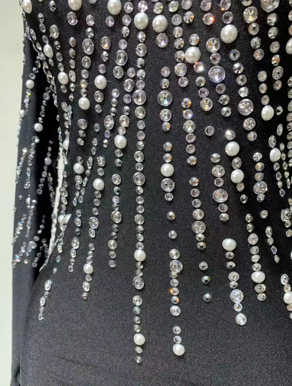 Luxury Black Rhinestone Evening Gown with Gloves, Crystal Embellished Mermaid Dress, High Neck Open Back Formal Gala Dress, Birthday Prom Dress