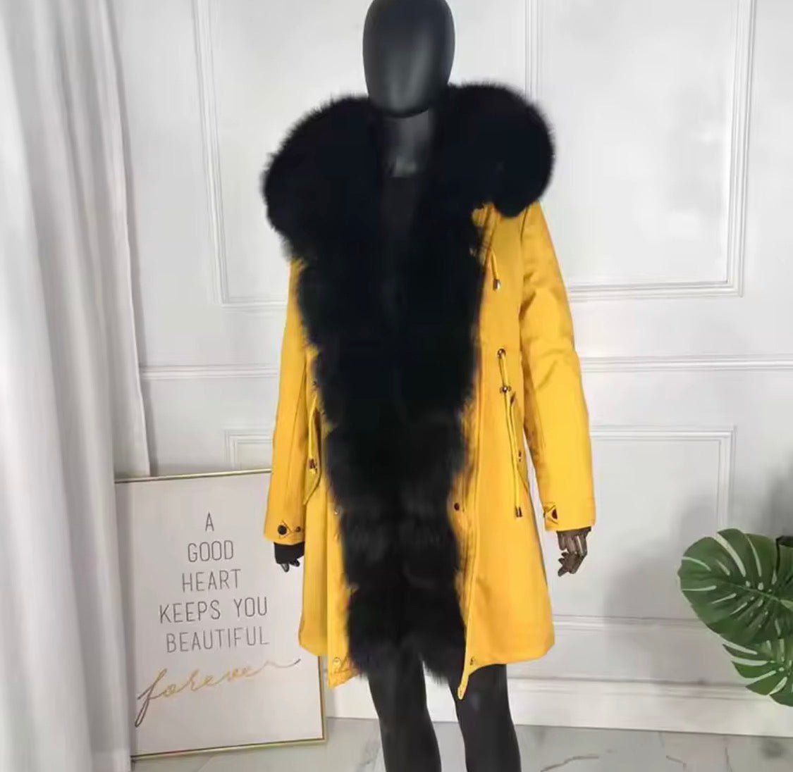 Luxury Real Fox Fur Trim Parka Jacket | Oversized Fur Hood Winter Coat