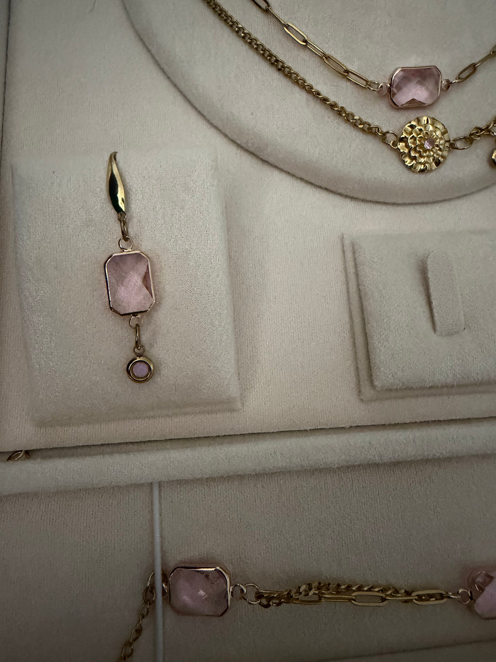 18k Gold PVD Birth Month double layered pendant Necklace, Bracelet and Earrings 3 pce set.