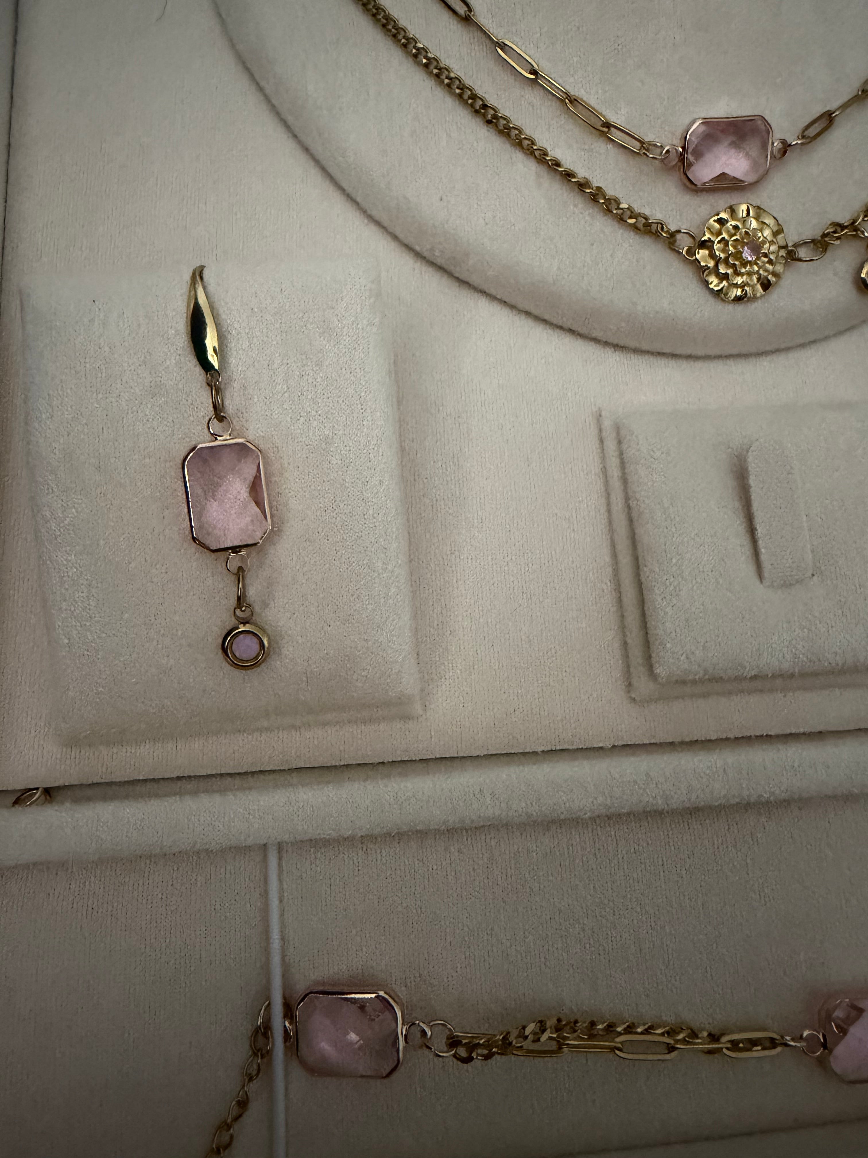 18k Gold PVD Birth Month double layered pendant Necklace, Bracelet and Earrings 3 pce set.