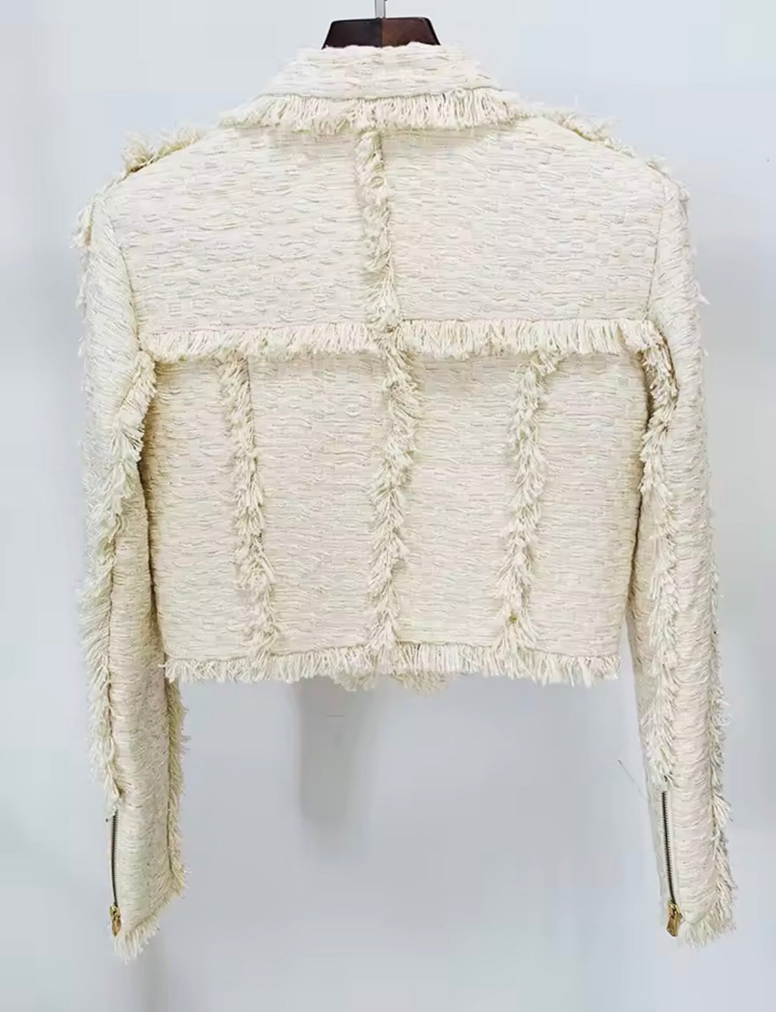 Cream Tweed 2 Piece Set | Fringe Cropped Tweed Jacket & Pleated Mini Skirt | Old Money Aesthetic Outfit | Parisian Chic Matching Set
