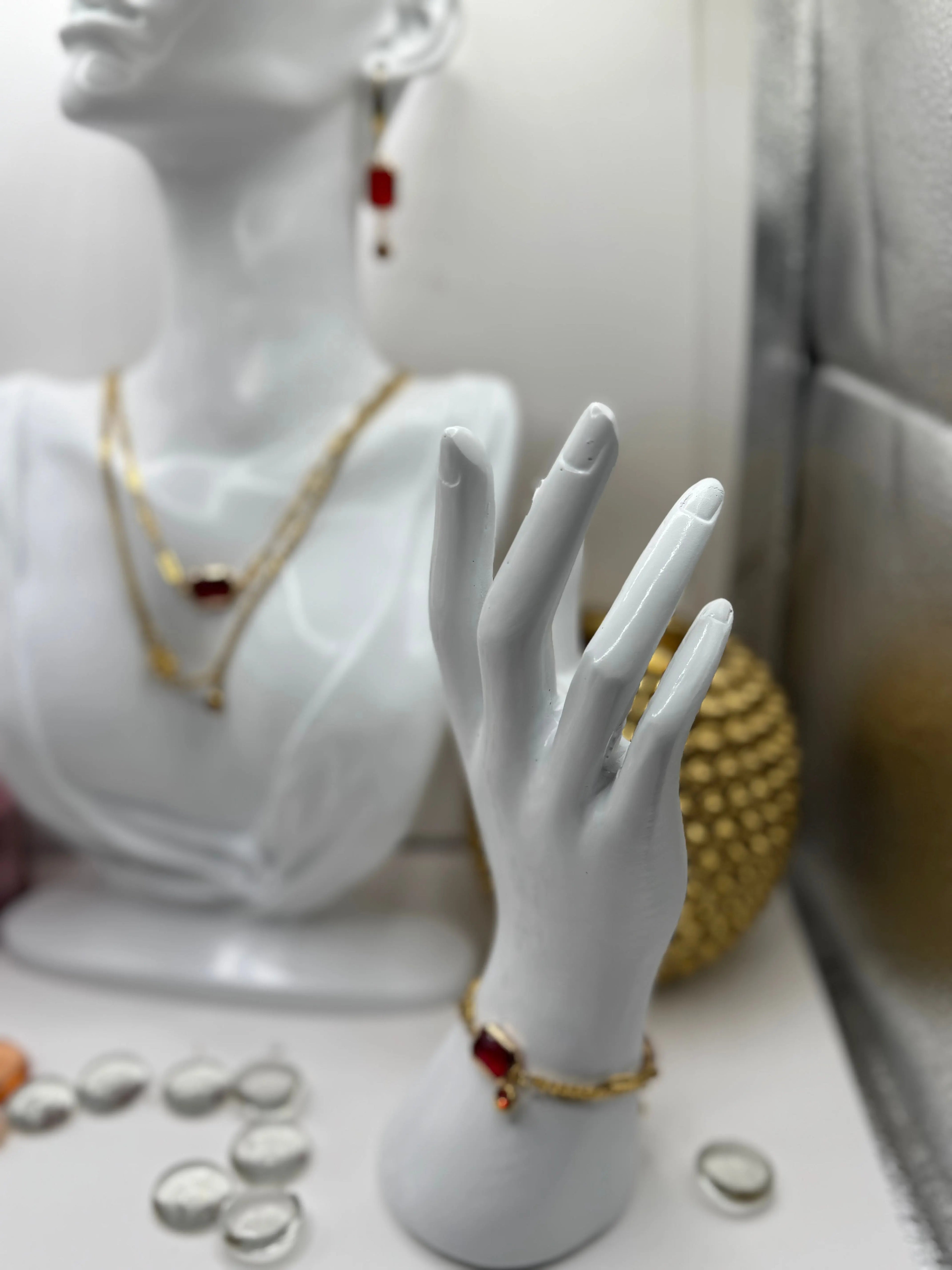 18k Gold PVD Birth Month double layered pendant Necklace, Bracelet and Earrings 3 pce set. - JNi3 shop