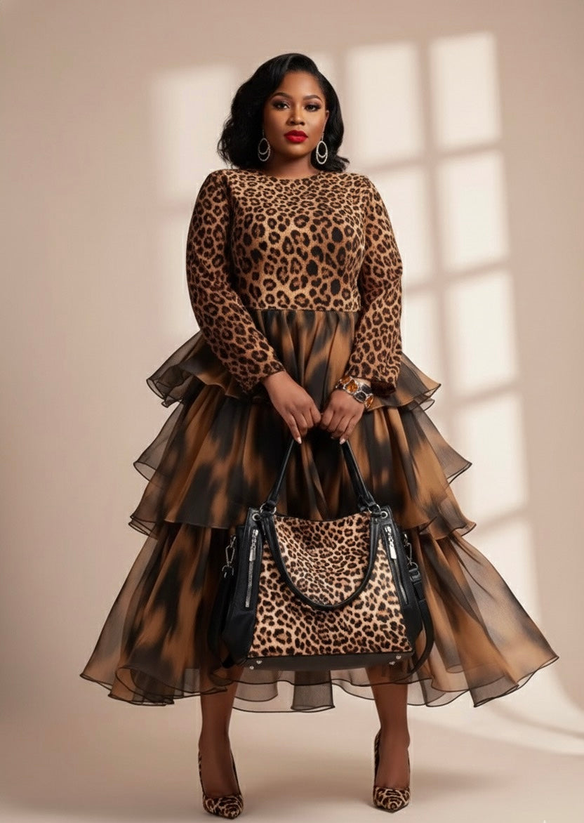 leopard Dress and high heel plus size outfit