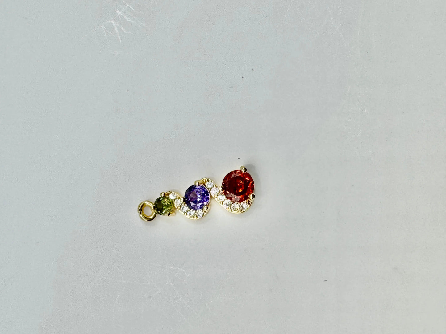 18K Gold PVD Initial Necklace with Multi-Color Gemstone Charms | Toggle Clasp Non-Tarnish Chain - JNi3 shop