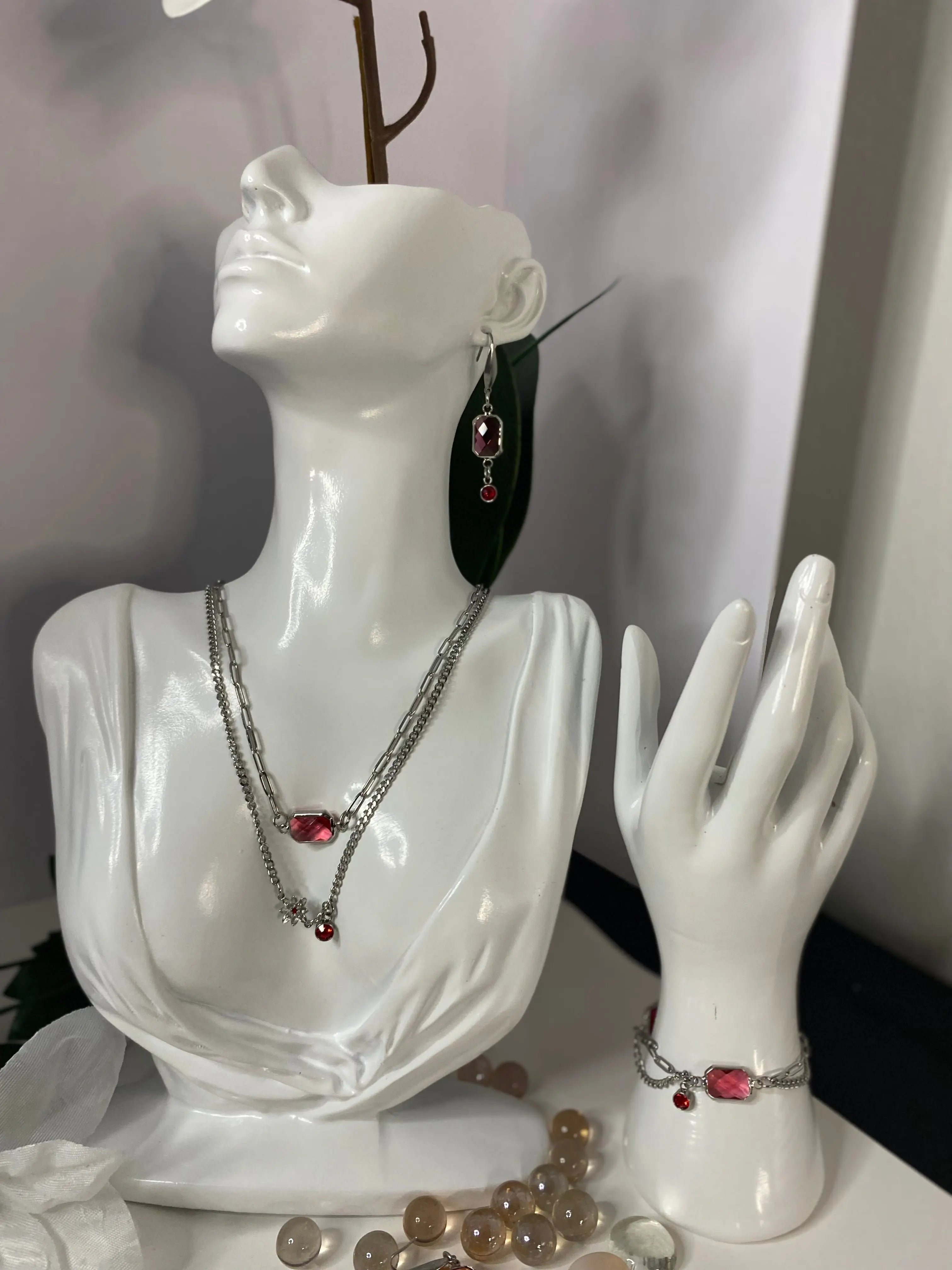 316 stainless steel Birth Month Pendant layered Necklace , Bracelet ,Earrings3pce set - JNi3 shop