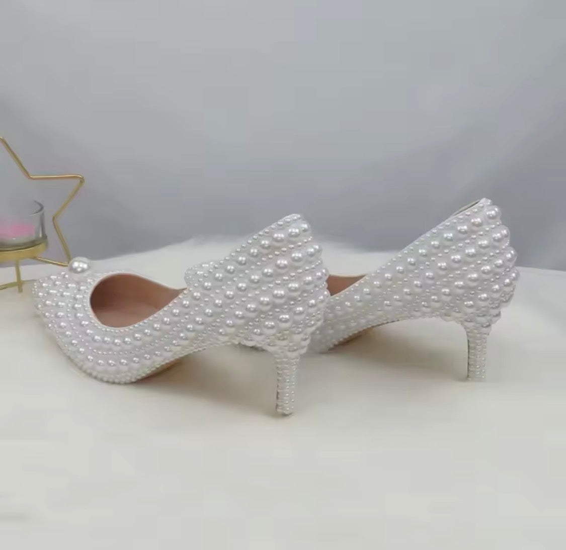 Pearl Wedding Shoes and Matching Clutch Set, Bridal Stilettos or Flats, Beaded Wedding Heels, Custom Bride Handbag and Shoes