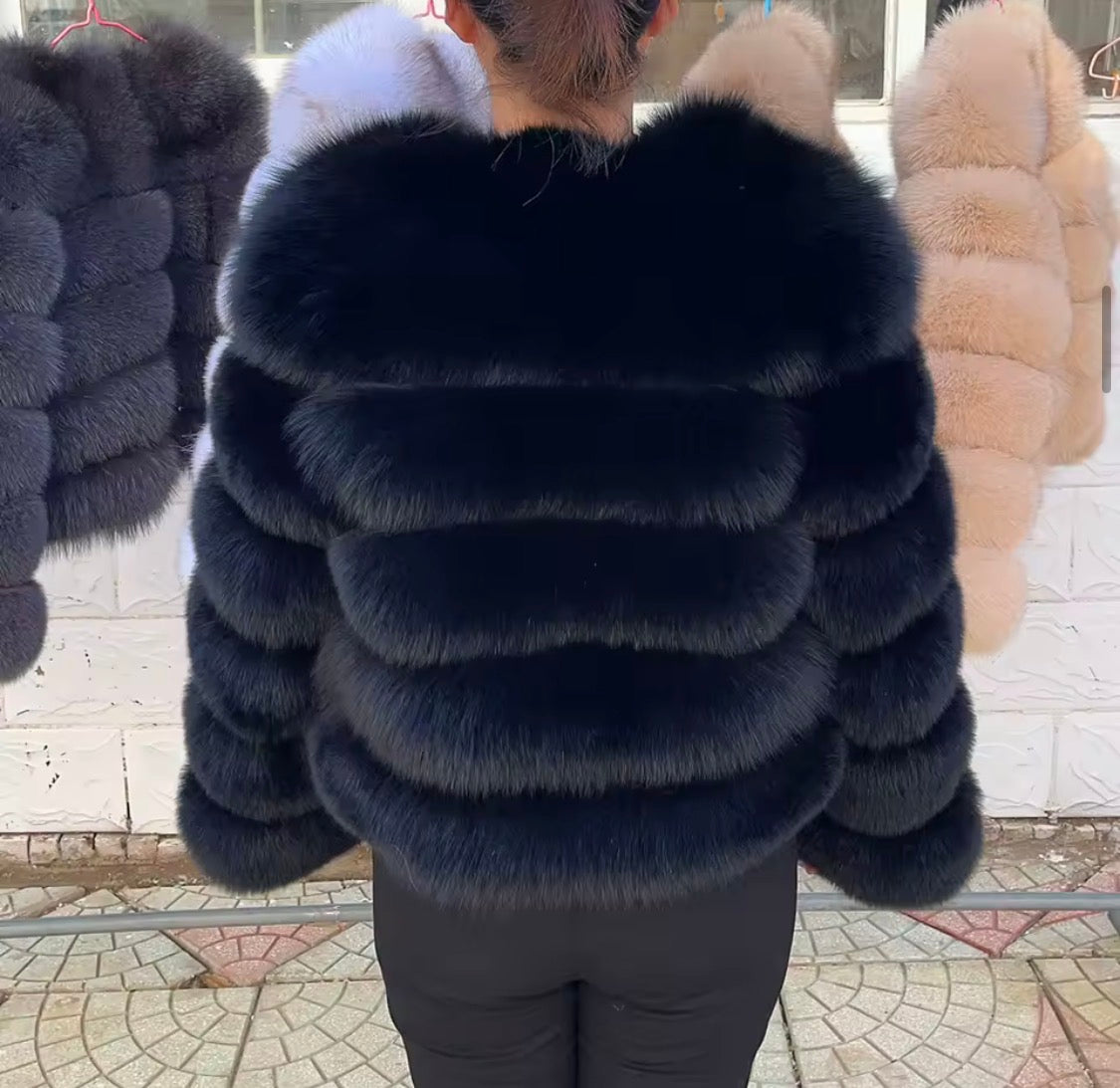 Luxury Genuine Fox Fur Cropped Jacket