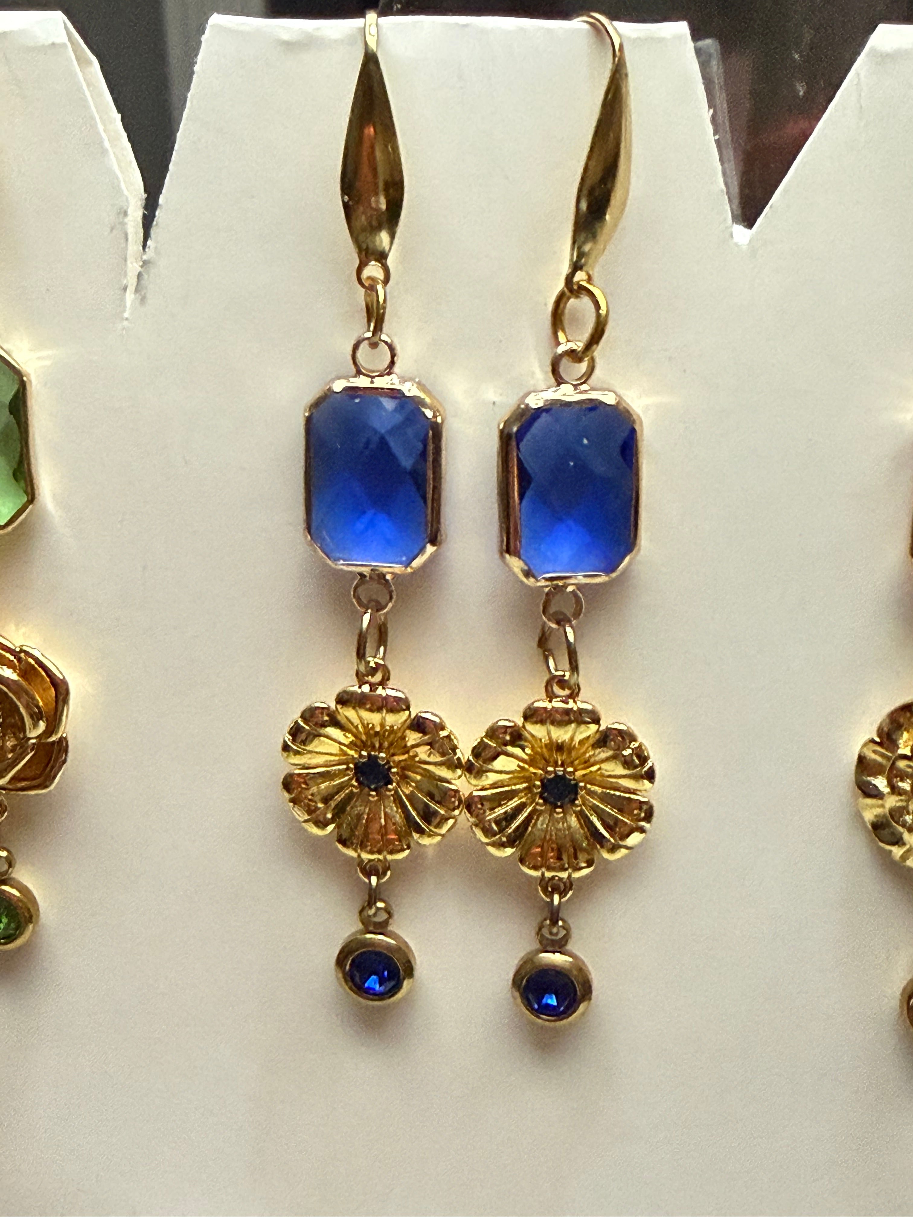 18k Gold PVD Birth Flower Earrings, Personalized Birthstone Jewelry