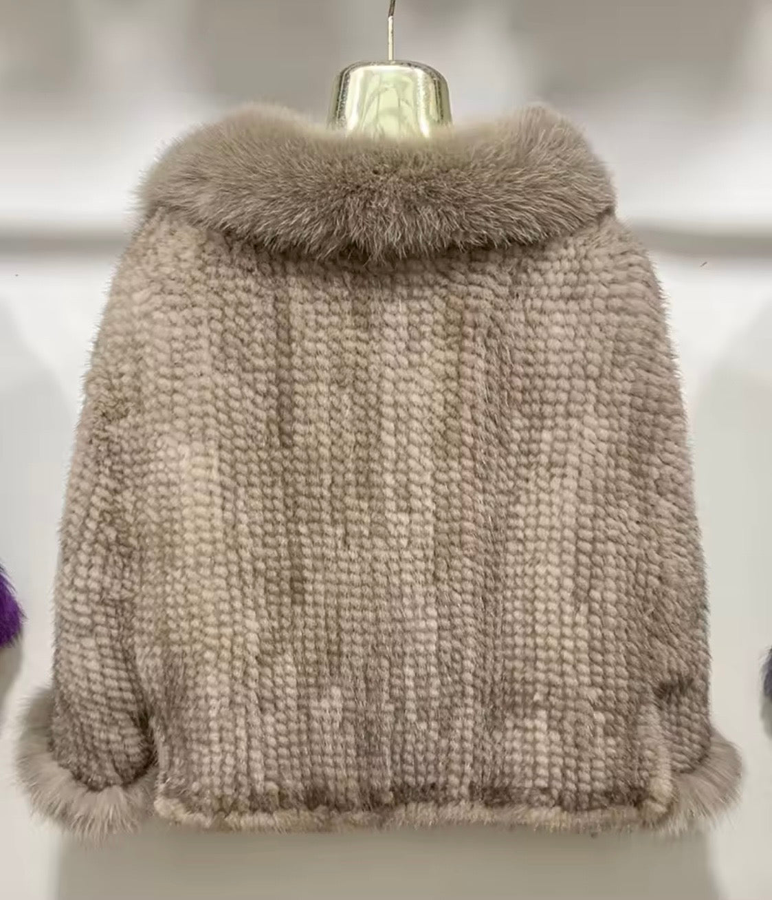 Mink fur ponchos and Hat set|Fox Fur trim
