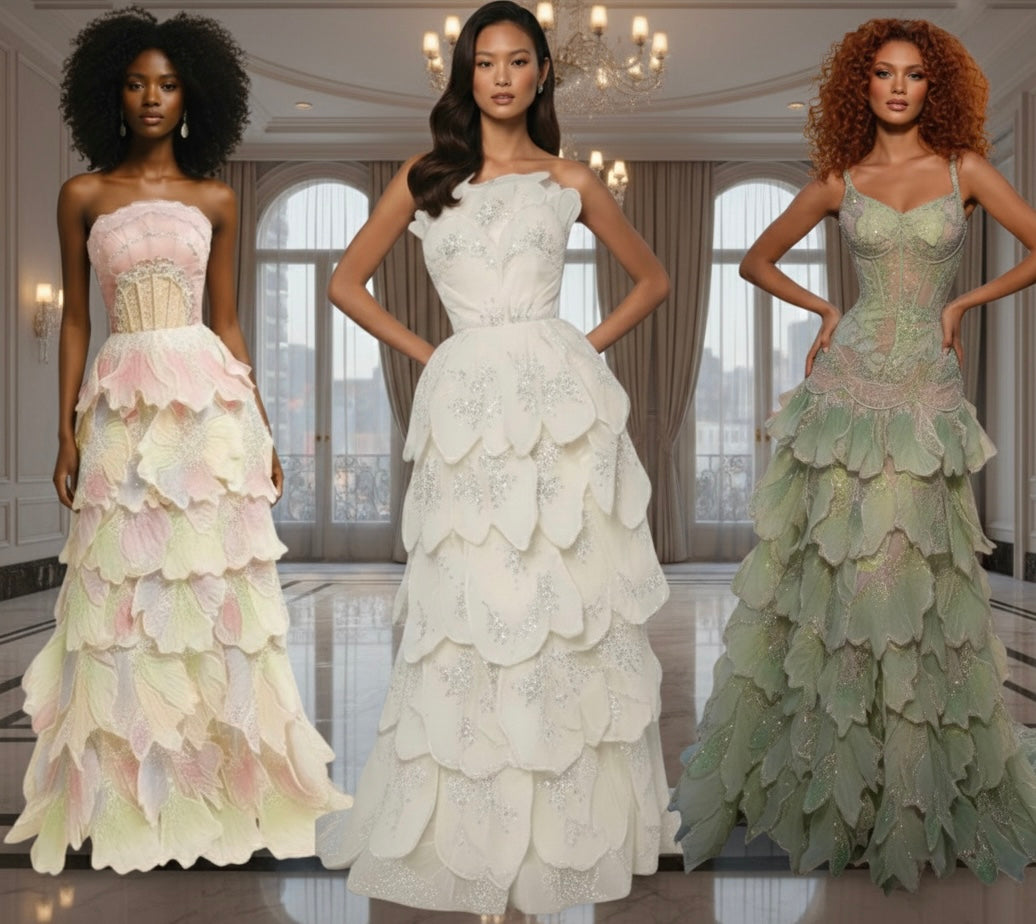 Custom made Enchanting Petal Evening Gown,Fairy Core Prom Dress(6-8 wks delivery)