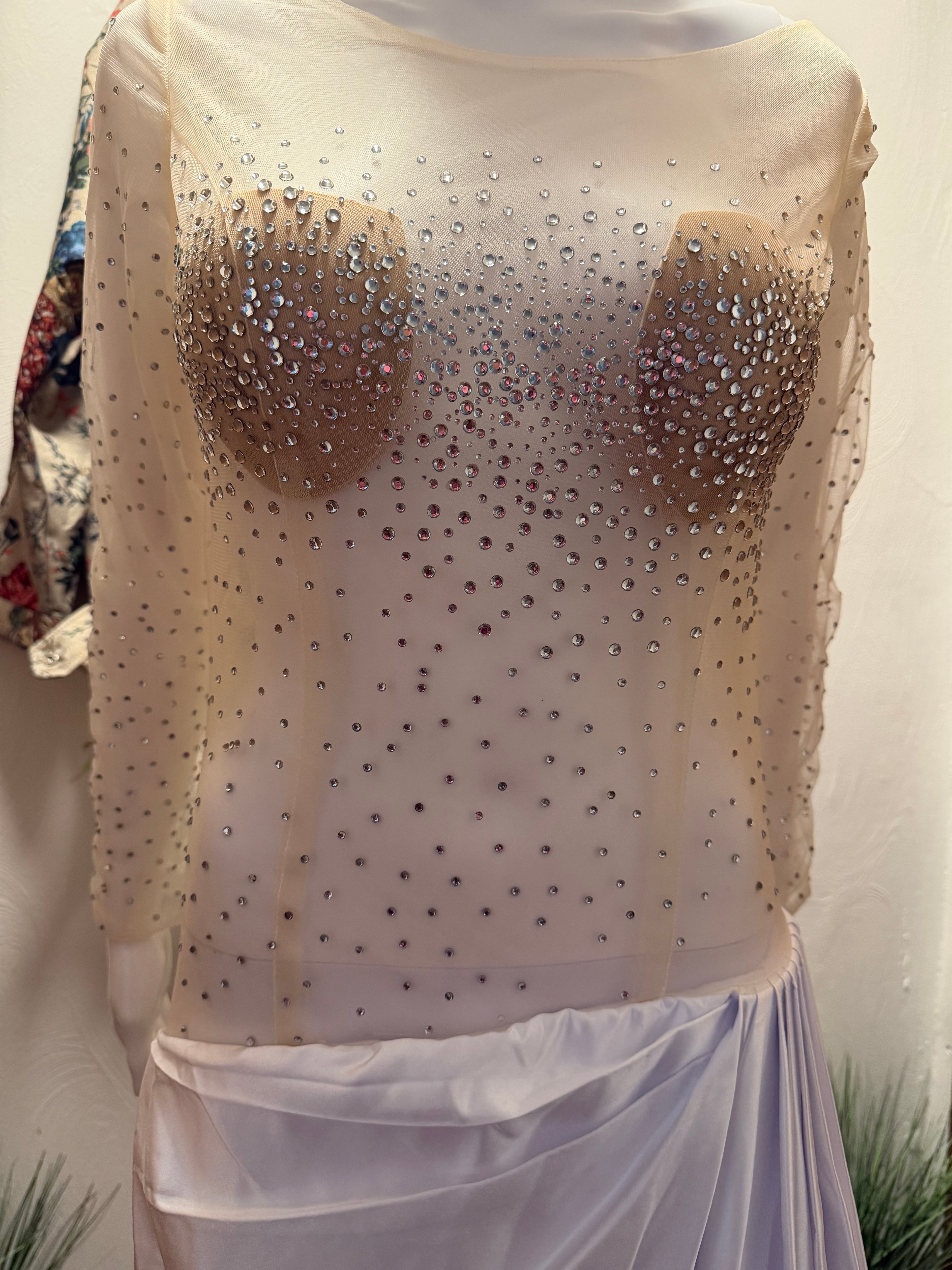 Custom Illusion Beaded Wedding Dress, Sheer Luxury Bridal Gown, Mermaid Silhouette with jewelry set